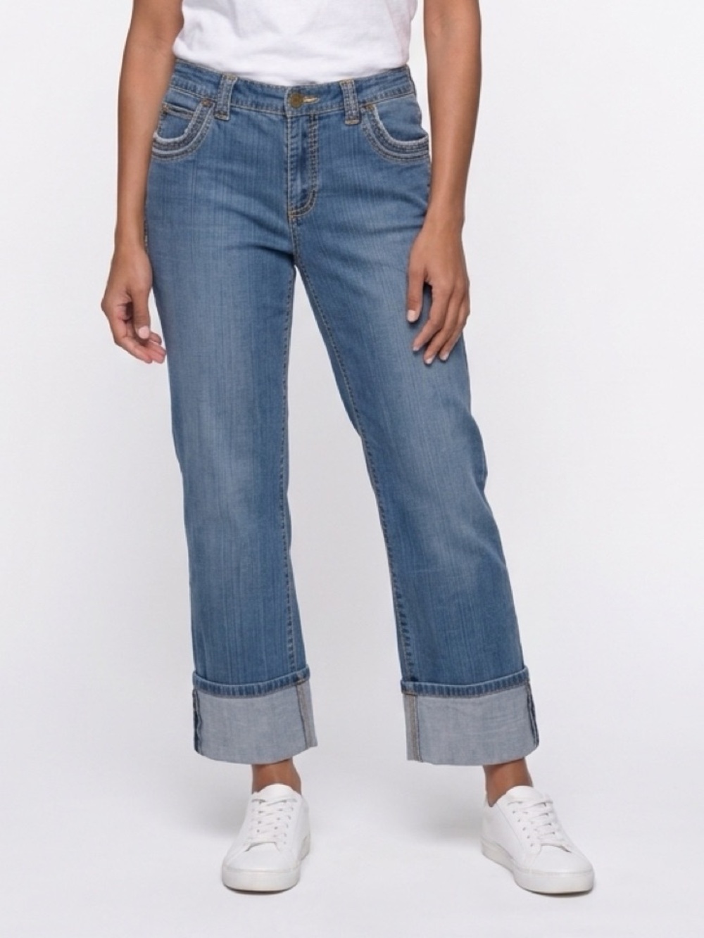 Blue Women's size 10 Bandolinoblu Cropped Jeans - Casual Roll-Cuff Denim